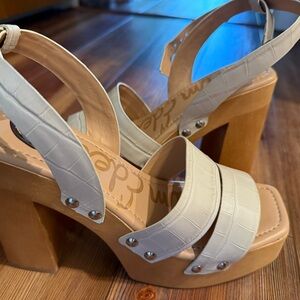 Sam Edelman Cream and Tan Platform Sandals